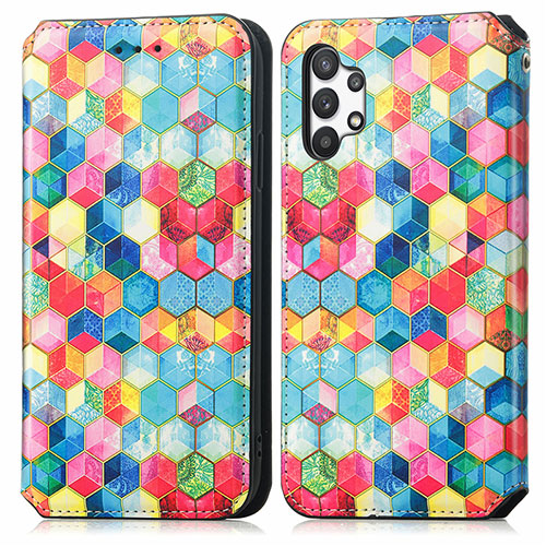 Leather Case Stands Fashionable Pattern Flip Cover Holder S02D for Samsung Galaxy A32 5G Mixed