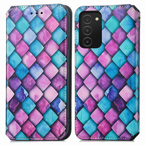 Leather Case Stands Fashionable Pattern Flip Cover Holder S02D for Samsung Galaxy F02S SM-E025F Purple