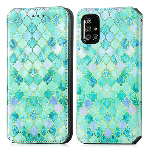 Leather Case Stands Fashionable Pattern Flip Cover Holder S02D for Samsung Galaxy M40S Green
