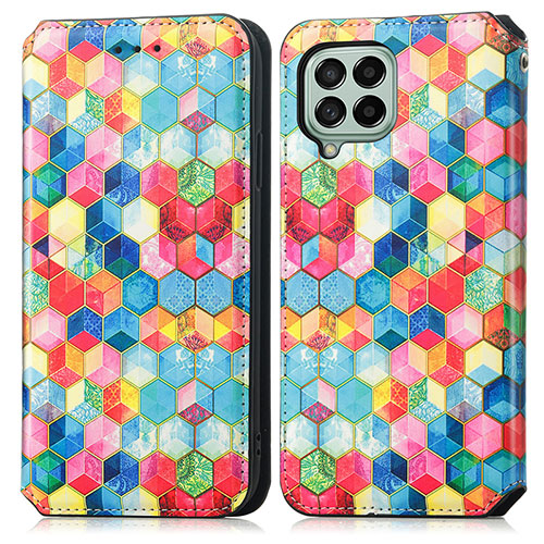 Leather Case Stands Fashionable Pattern Flip Cover Holder S02D for Samsung Galaxy M53 5G Mixed