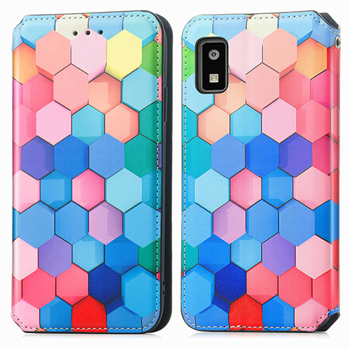 Leather Case Stands Fashionable Pattern Flip Cover Holder S02D for Sharp Aquos wish3 Colorful