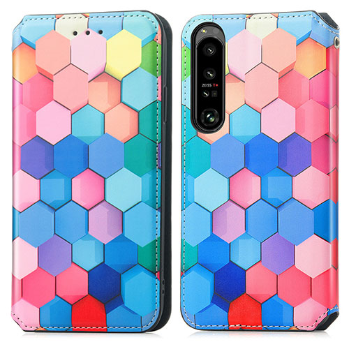 Leather Case Stands Fashionable Pattern Flip Cover Holder S02D for Sony Xperia 1 IV Colorful