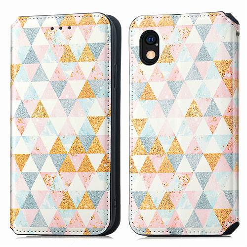 Leather Case Stands Fashionable Pattern Flip Cover Holder S02D for Sony Xperia Ace III SOG08 White