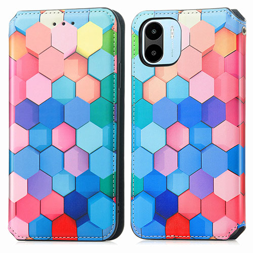 Leather Case Stands Fashionable Pattern Flip Cover Holder S02D for Xiaomi Poco C50 Colorful