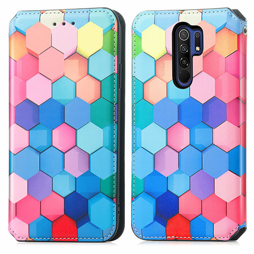 Leather Case Stands Fashionable Pattern Flip Cover Holder S02D for Xiaomi Poco M2 Colorful