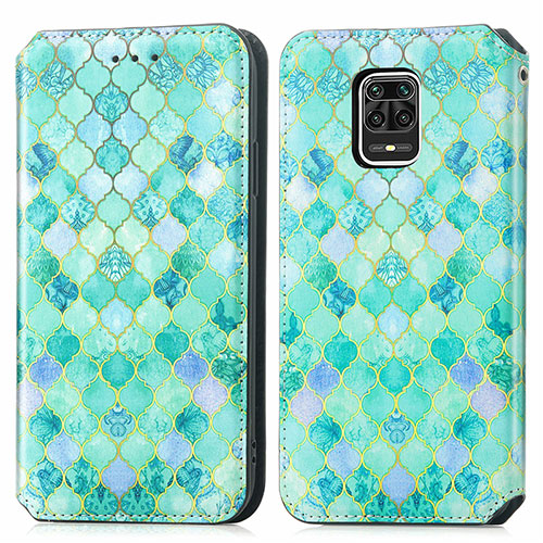 Leather Case Stands Fashionable Pattern Flip Cover Holder S02D for Xiaomi Poco M2 Pro Green