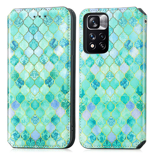 Leather Case Stands Fashionable Pattern Flip Cover Holder S02D for Xiaomi Poco X4 NFC Green