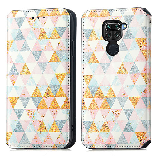 Leather Case Stands Fashionable Pattern Flip Cover Holder S02D for Xiaomi Redmi 10X 4G White