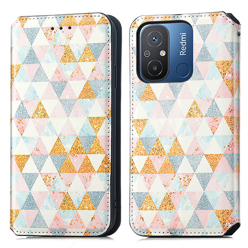 Leather Case Stands Fashionable Pattern Flip Cover Holder S02D for Xiaomi Redmi 11A 4G White
