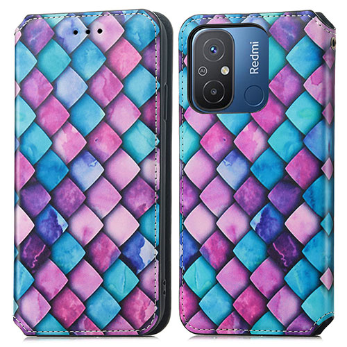 Leather Case Stands Fashionable Pattern Flip Cover Holder S02D for Xiaomi Redmi 12C 4G Purple