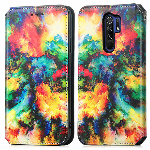 Leather Case Stands Fashionable Pattern Flip Cover Holder S02D for Xiaomi Redmi 9 Prime India Mixed