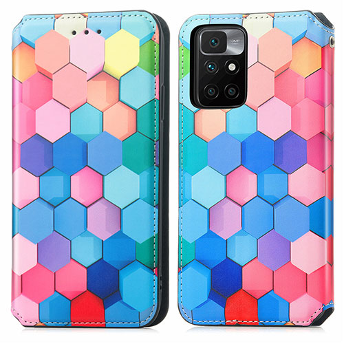 Leather Case Stands Fashionable Pattern Flip Cover Holder S02D for Xiaomi Redmi Note 11 4G (2021) Colorful