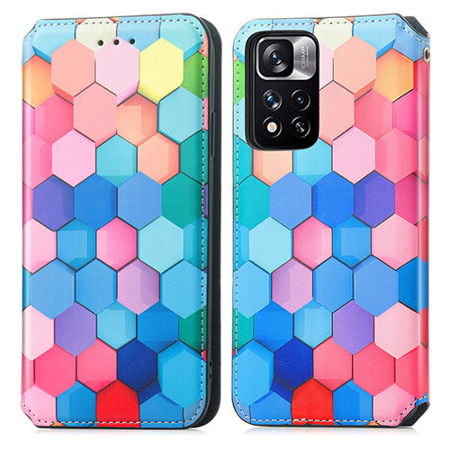 Leather Case Stands Fashionable Pattern Flip Cover Holder S02D for Xiaomi Redmi Note 11 Pro+ Plus 5G Colorful