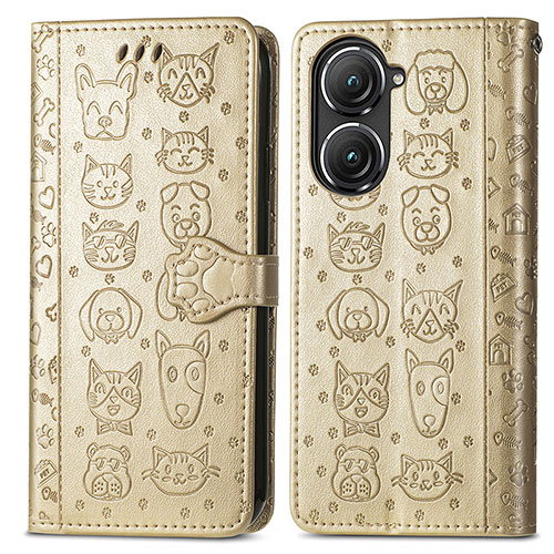Leather Case Stands Fashionable Pattern Flip Cover Holder S03D for Asus Zenfone 9 Gold