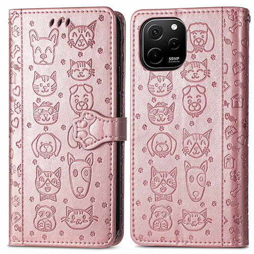 Leather Case Stands Fashionable Pattern Flip Cover Holder S03D for Huawei Enjoy 50z Rose Gold