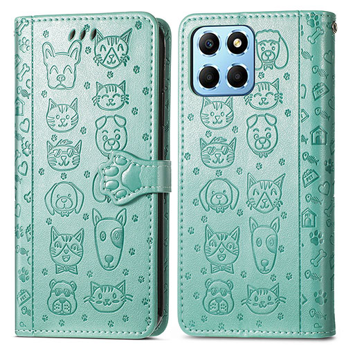 Leather Case Stands Fashionable Pattern Flip Cover Holder S03D for Huawei Honor X6 Green