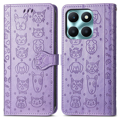 Leather Case Stands Fashionable Pattern Flip Cover Holder S03D for Huawei Honor X6a Purple