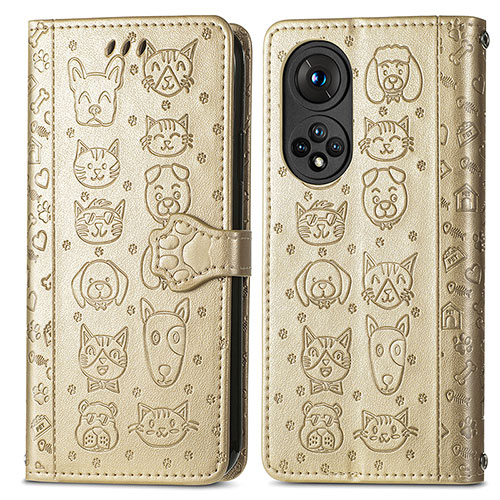 Leather Case Stands Fashionable Pattern Flip Cover Holder S03D for Huawei Nova 9 Gold