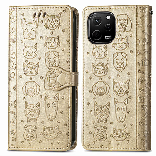 Leather Case Stands Fashionable Pattern Flip Cover Holder S03D for Huawei Nova Y61 Gold