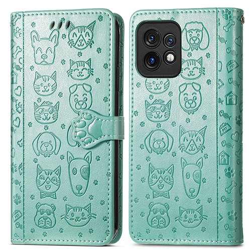 Leather Case Stands Fashionable Pattern Flip Cover Holder S03D for Motorola Moto Edge 40 Pro 5G Green