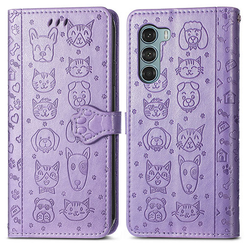 Leather Case Stands Fashionable Pattern Flip Cover Holder S03D for Motorola Moto Edge S30 5G Purple