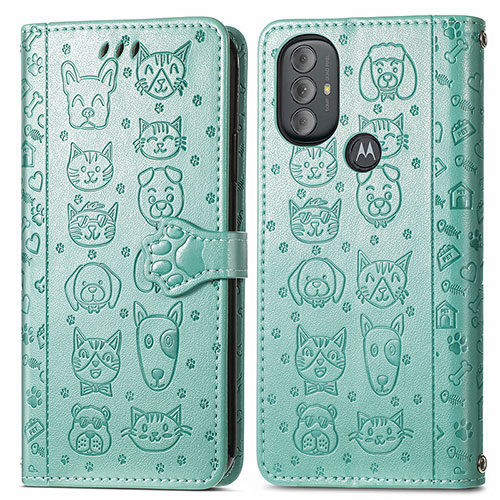 Leather Case Stands Fashionable Pattern Flip Cover Holder S03D for Motorola Moto G Power (2022) Green