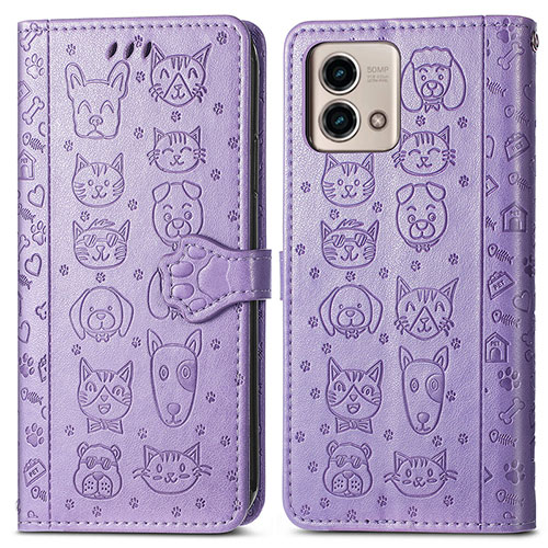 Leather Case Stands Fashionable Pattern Flip Cover Holder S03D for Motorola Moto G Stylus (2023) 4G Purple