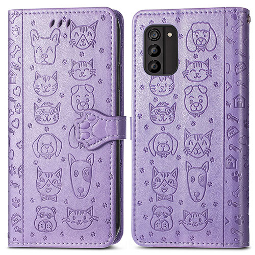 Leather Case Stands Fashionable Pattern Flip Cover Holder S03D for Nokia G100 Purple