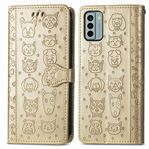 Leather Case Stands Fashionable Pattern Flip Cover Holder S03D for Nokia G22 Gold