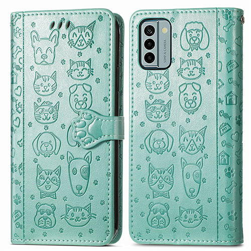 Leather Case Stands Fashionable Pattern Flip Cover Holder S03D for Nokia G22 Green