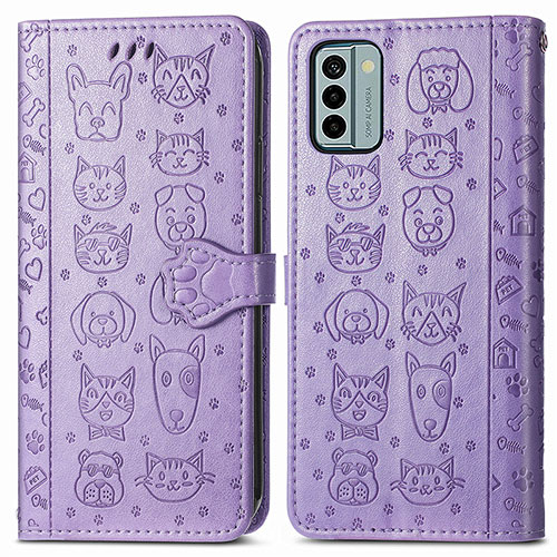 Leather Case Stands Fashionable Pattern Flip Cover Holder S03D for Nokia G22 Purple