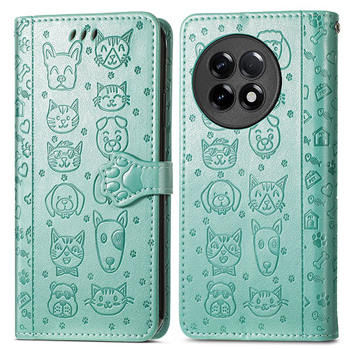 Leather Case Stands Fashionable Pattern Flip Cover Holder S03D for OnePlus 11R 5G Green
