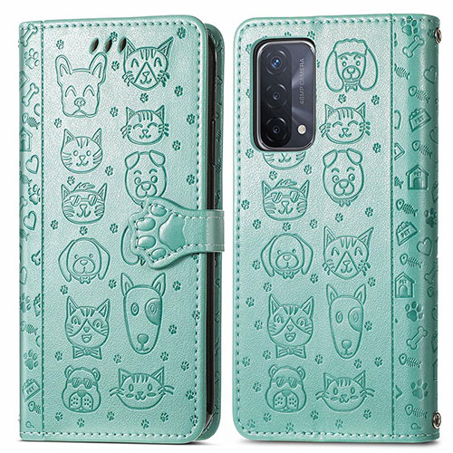 Leather Case Stands Fashionable Pattern Flip Cover Holder S03D for OnePlus Nord N200 5G Green