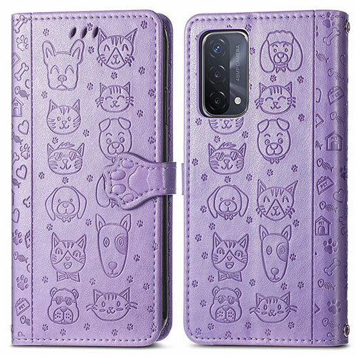 Leather Case Stands Fashionable Pattern Flip Cover Holder S03D for OnePlus Nord N200 5G Purple