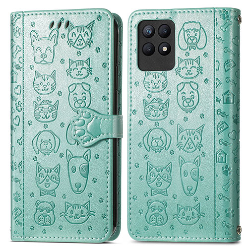 Leather Case Stands Fashionable Pattern Flip Cover Holder S03D for Realme Narzo 50 4G Green