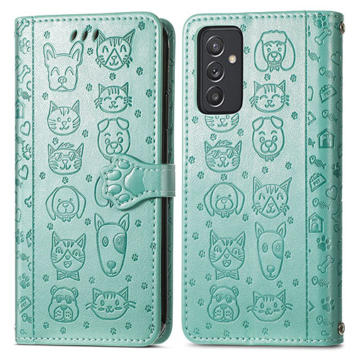 Leather Case Stands Fashionable Pattern Flip Cover Holder S03D for Samsung Galaxy A15 4G Green