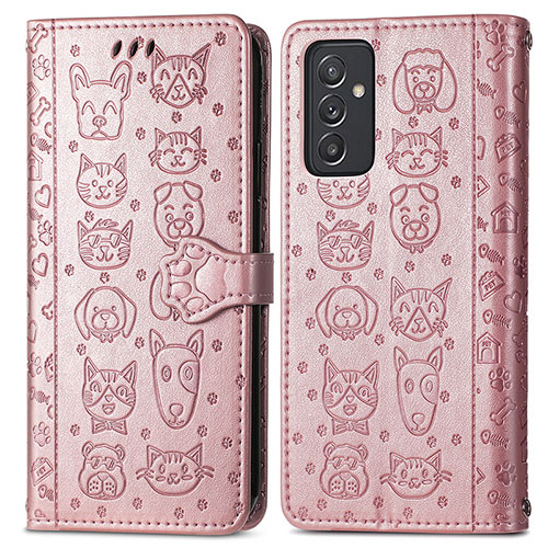 Leather Case Stands Fashionable Pattern Flip Cover Holder S03D for Samsung Galaxy A15 5G Pink