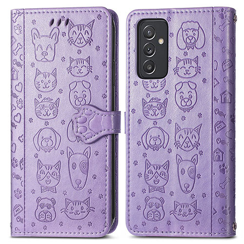 Leather Case Stands Fashionable Pattern Flip Cover Holder S03D for Samsung Galaxy A15 LTE Purple