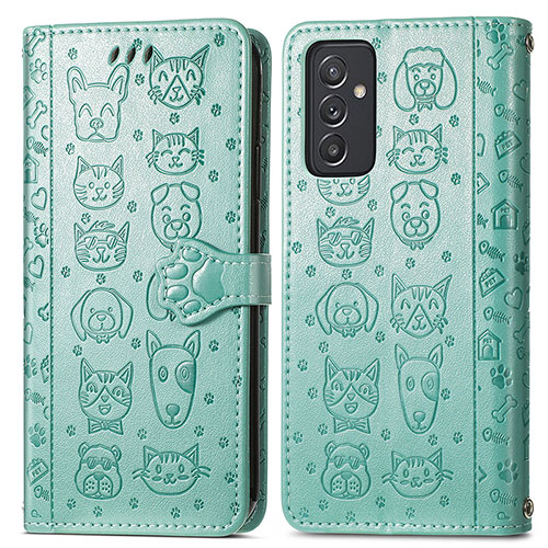 Leather Case Stands Fashionable Pattern Flip Cover Holder S03D for Samsung Galaxy A24 4G Green