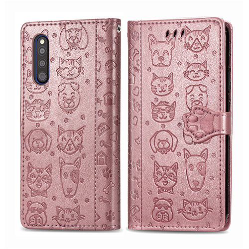 Leather Case Stands Fashionable Pattern Flip Cover Holder S03D for Samsung Galaxy A41 SC-41A Pink