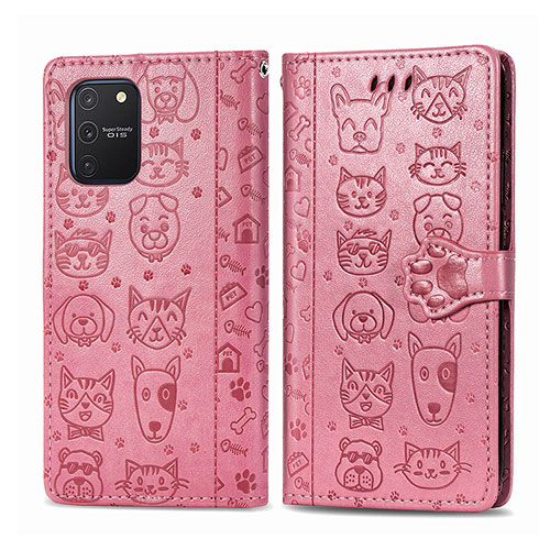 Leather Case Stands Fashionable Pattern Flip Cover Holder S03D for Samsung Galaxy S10 Lite Rose Gold