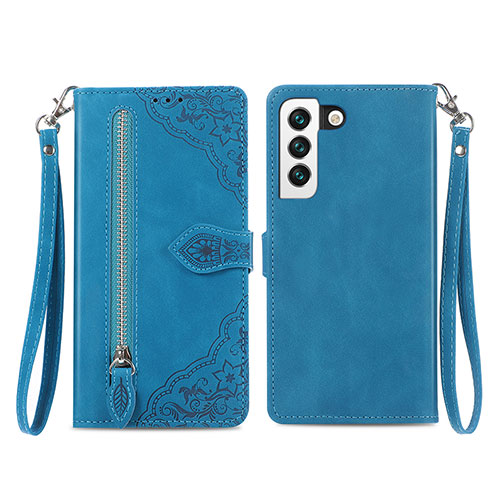 Leather Case Stands Fashionable Pattern Flip Cover Holder S03D for Samsung Galaxy S21 5G Blue