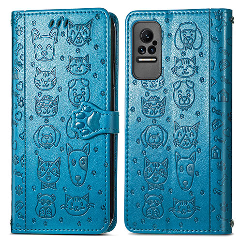 Leather Case Stands Fashionable Pattern Flip Cover Holder S03D for Xiaomi Civi 1S 5G Blue