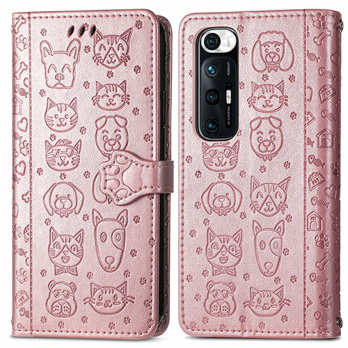 Leather Case Stands Fashionable Pattern Flip Cover Holder S03D for Xiaomi Mi 10S 5G Rose Gold