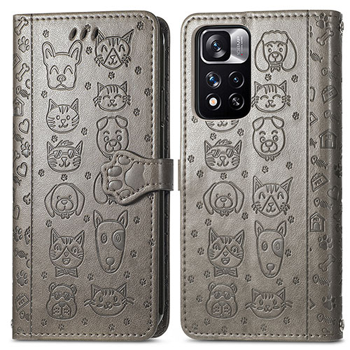Leather Case Stands Fashionable Pattern Flip Cover Holder S03D for Xiaomi Mi 11i 5G (2022) Gray