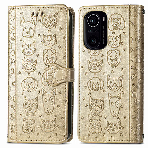 Leather Case Stands Fashionable Pattern Flip Cover Holder S03D for Xiaomi Mi 11X 5G Gold