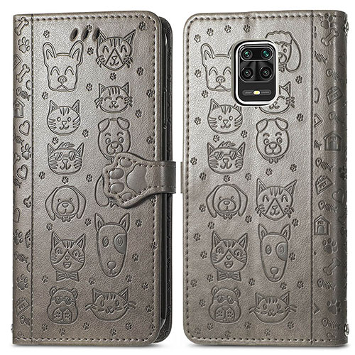 Leather Case Stands Fashionable Pattern Flip Cover Holder S03D for Xiaomi Poco M2 Pro Gray