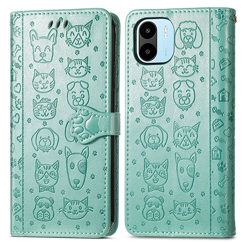 Leather Case Stands Fashionable Pattern Flip Cover Holder S03D for Xiaomi Redmi A1 Green