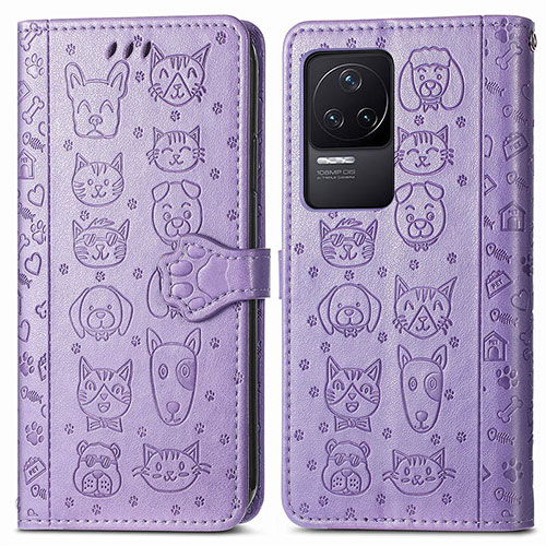 Leather Case Stands Fashionable Pattern Flip Cover Holder S03D for Xiaomi Redmi K50 Pro 5G Purple