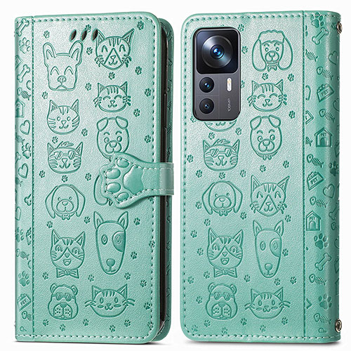 Leather Case Stands Fashionable Pattern Flip Cover Holder S03D for Xiaomi Redmi K50 Ultra 5G Green